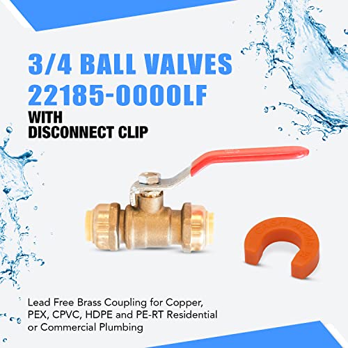 3/4 válvulas de bola 22185-0000lf com clipe de desconexão - Push para conectar o ajuste - acessórios de encanamento de válvula de