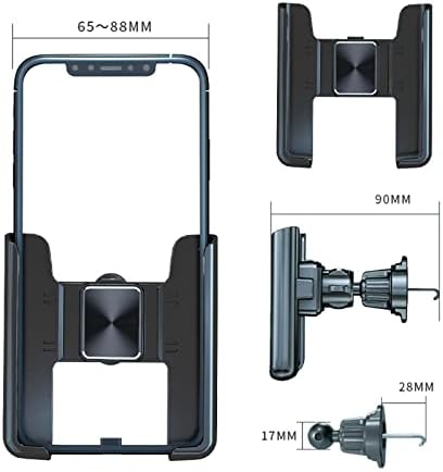 Portador telescópico de telefone de clipe de clipe de ventilação de ar magideal, suporte de suporte de ângulo ajustável 360 Rotação Durável Universal para telefones de 65 mm a 88 mm, preto