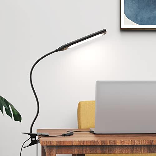 Lâmpada de lâmpada da mesa de led Juanwe Luz de leitura, clipe na luz leve e premiável da luz com porta de carregamento USB, 3 modos