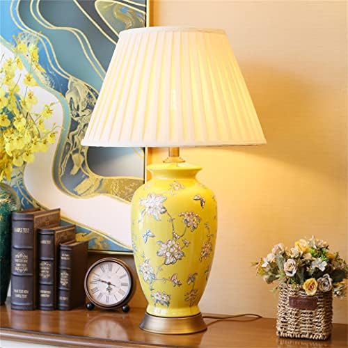 Zlxdp lâmpada de mesa cerâmica flor flor e pássaro pintado à mão luminária de cabeceira de cabeceira lâmpada decorativa de lâmpadas