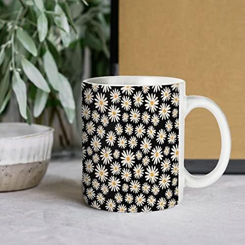 Flores da margarida vintage Creca de café branca Padrões impressos de caneca estampada xícaras de chá com alça 330ml