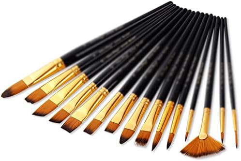 SXDS 15pcs/pincel de óleo de óleo acrílico saco saco de pintura aquarela pincel materiais de arte artesanato maçaneta de madeira longa longa