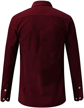 T-shirt de camiseta masculina e outono da moda casual Corduroy Solid Sleeve Camisa Top Turn-Blouse de gola virada