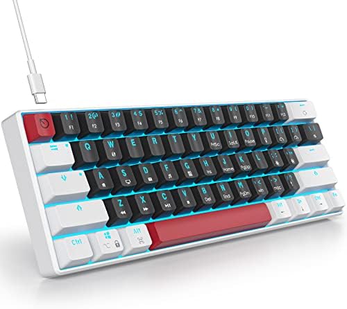 USSIXCHARE 60% Teclado mecânico Mini teclado para jogos 60% com o teclado de cabo com comutação de comutação vermelha com