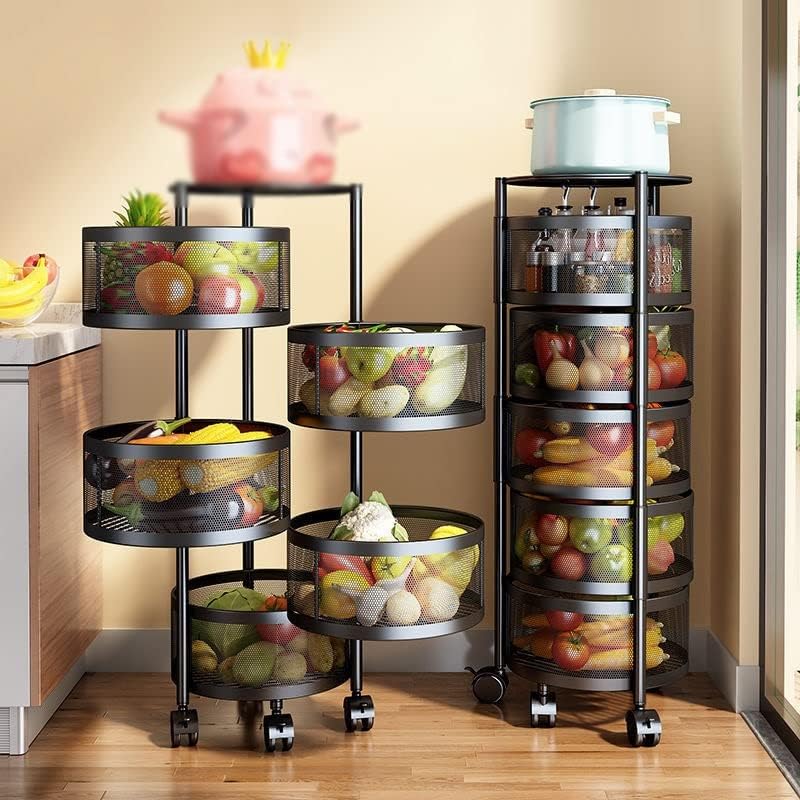 Shypt multi-camada de armazenamento de cozinha cesto rotativo carrinho vegetal e rack de frutas rack de cozinha