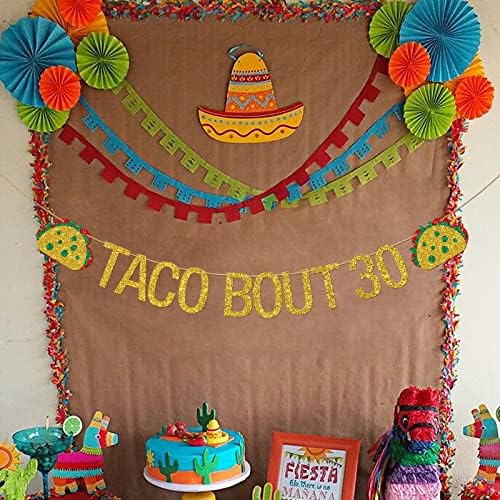 Deloklte Taco Bout 30 Banner, Fiesta mexicana Tema de 30º aniversário decoração para homens, 30º aniversário Fiesta