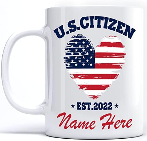 Nome personalizado Novo cidadão canecas cidadãos Patiotic American Bandle 11oz 15oz de sublimação de cerâmica branca em branco