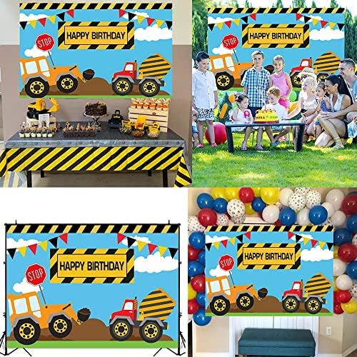 HGH Construction Theme Birthday Party Photography Beddrop - Dump Truck Birthday Background Cake Decorações de aniversário