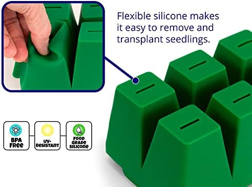 Bandeja inicial de sementes de sementes de silos | de silicone | Bandeja de partida de semente reutilizável | Lavagem de louça Safe | BPA livre | 2 pacotes