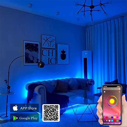 Luzes de tira LED Kapata RGB 32,8 pés, Smart Light Strips Bluetooth App Control e Remote Controller, Luzes de corda que