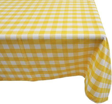 Toca de mesa de búfalo quadriculada de algodão algodão - Capa de mesa lavável perfeita para qualquer ocasião dentro de casa ou ao ar livre amarelo e branco 52 x 52