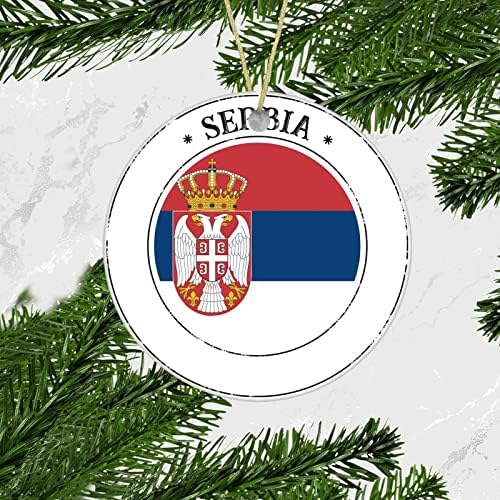 Cheyan Sérbia Bandeira Ornamento de Natal, Ornamento de Árvore de Natal para Decoração de Casa de Natal Cerâmica Ornamento