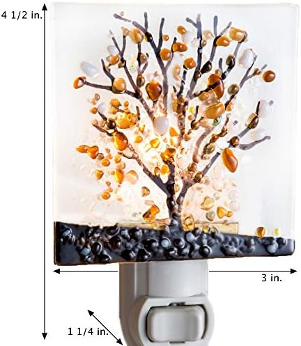 J Devlin Glass Art Tree Night Night Light Decorativo Accent Lite Plugue de parede na luz noturna para o quarto do corredor