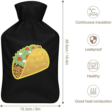 Garrafa de água quente de taco engraçada 1000 ml com tampa macia removível Saco de injeção de água de pacote frio e quente para