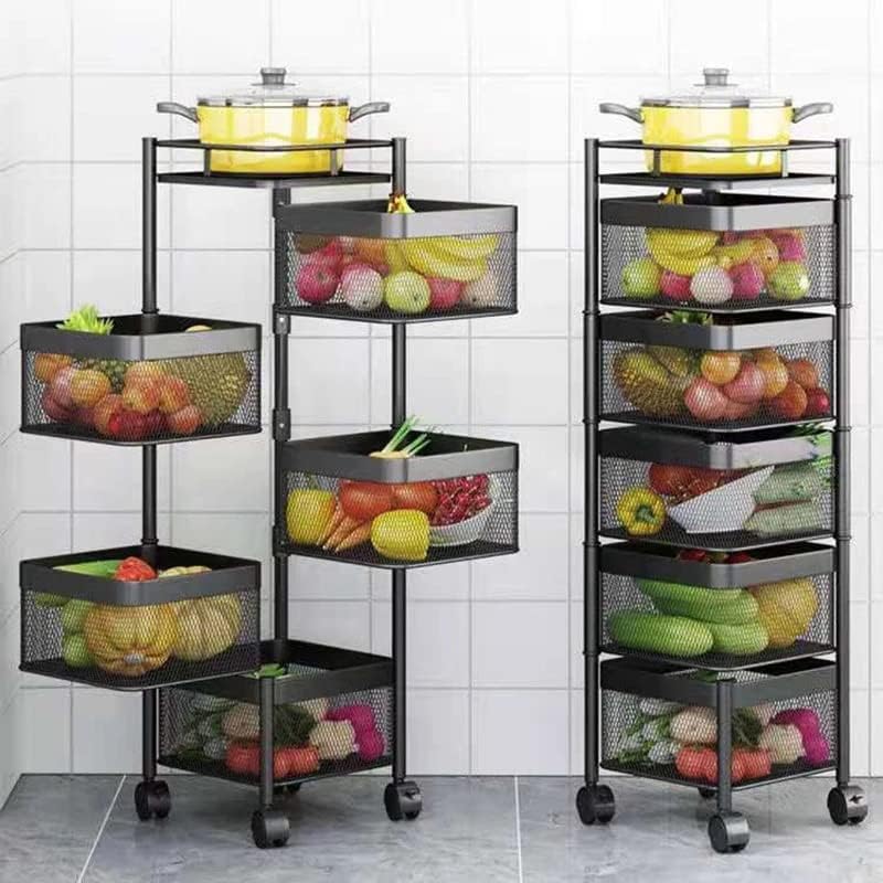 Jahh Multi-camada de camada de cozinha rack de armazenamento vegetal e cesta de frutas carrinho de carrinho de cozinha multifuncional rack de armazenamento