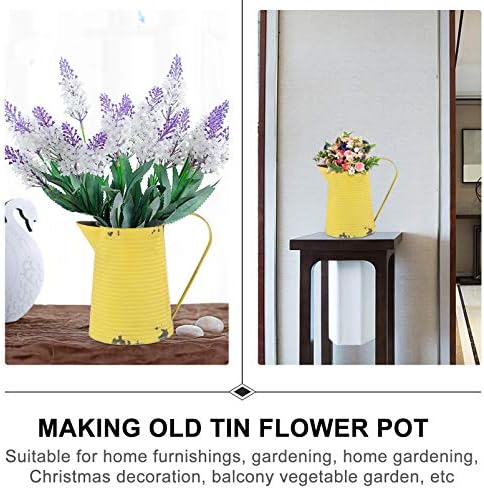 jarro de rega de arremessador vintage genérico pode fazear arremessadora decorativa rústica com alça para flores secas artificiais