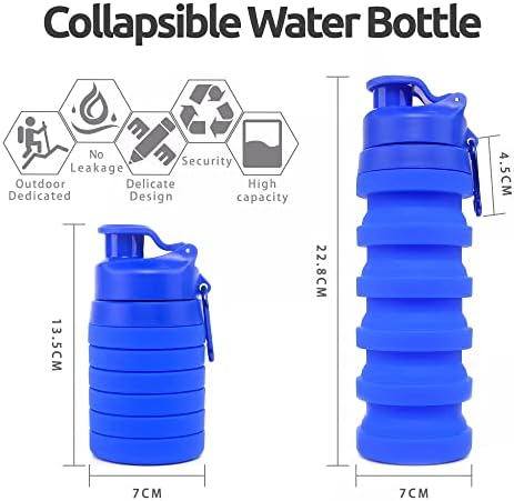 Garrafa de água esportiva dobrável - 500 ml - garrafa de água esportiva de silicone para academia e viagens