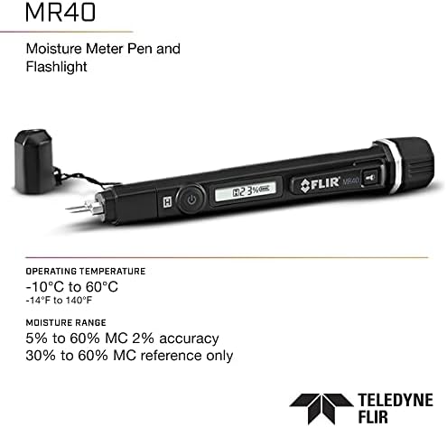 Flir MR277 Medidor de umidade, Câmera Msx IR e Higrômetro para Inspeção de Construção e MR40 - Pen de umidade - com lanterna de