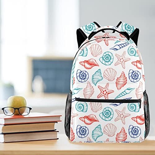 Backpack Rucksack School Bag Travel Casual Daypack para mulheres meninas adolescentes meninas, conchas Padrão de concha