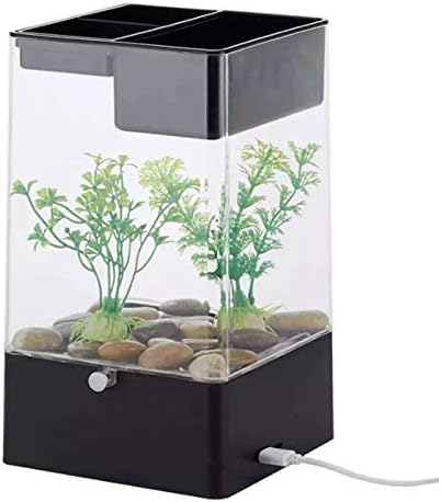 Mini Mini Acrílico Tanque de Peixes Desk transparente Aquário Criativo Criador Auto-limpeza Ecológica Tanque de peixes