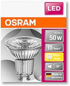 Lâmpada refletor de LED de Osram: GU10 / Warm White / 2700 K / 3,60 W / Substituição para lâmpada refletor de 50 W / estrela LED PAR16 [Classe A+de Eficiência Energética] / Pacote de 10