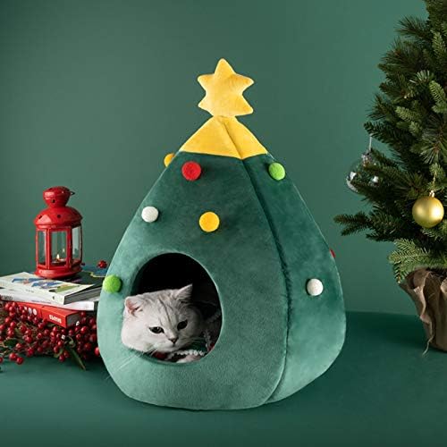 DBLQ Christmas Tree Cat Nest Winter Warm fofo semi-gato de gato suprimentos de gato de gato