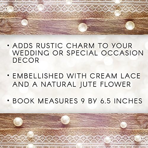 Darice Eve David Tutera Livro de visitas - Natural Burlap Embelezed Lace and Jute Flower - Gilded acrescenta charme rústico ao casamento ou evento - Cream Interior Pages, 9 ”, Brown