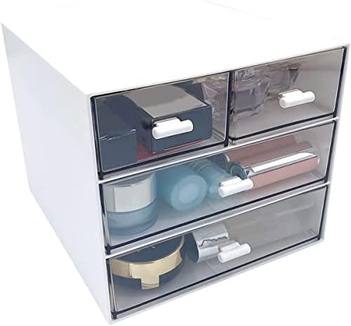 Organizador DYTABEPL, organizador de mesa com 4 gavetas, organizador de verão, organizador de cosméticos, balcão de banheiro, branco