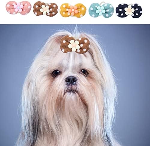 Chiciris Small Dog Bowls, acessórios coloridos e fofos de cabelos de cachorro