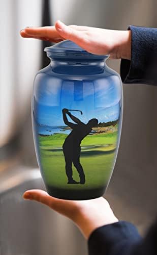 Urna de golfe, urna de cremação de golfe para cinzas, urna clássica de jogador de golfe, urna de golfe pintada à