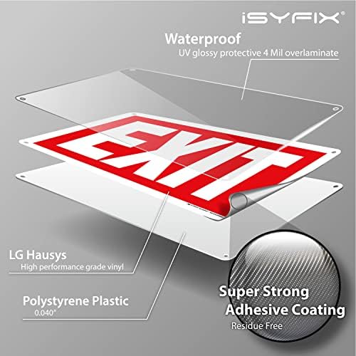 Isyfix Sign de saída - 2 pacote de 2 14x10 polegadas - 40 mil Signo de plástico de poliestireno de espessura, UV laminado, resistência