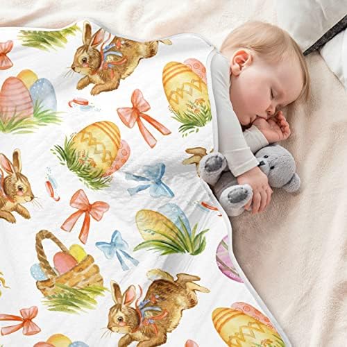 Cobertores de bebê de coelhinho da Páscoa da primavera para meninos super macios e macios Cobertores de criança para