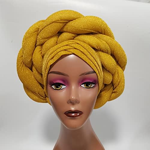 A Africana Africana Nigeriana Gele Headtie já fez Turban Femme Aso Oke Headwrap Soft Comforable Light Chap