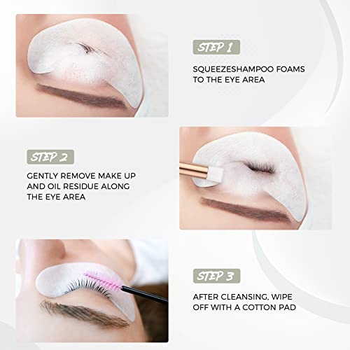 Shampoo de extensão de cílios Lankiz,+1 pincel, limpador sensível de cílios de espuma pálpebra para extensão, cílios limpos profundos, maquiagem e removedor de rímel e spa, profissional e auto -uso