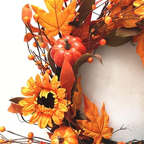Xbwei Autumn Wreath Harvest Festival Wreath Door Decoração Arranjo de janela pendurado