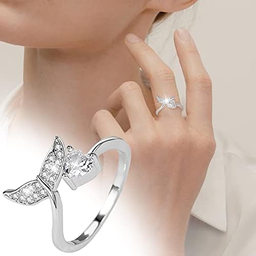 2023 Novo anel de zircão de rabo de peixe para mulheres acessórios populares para joias para a esposa anéis de estilo vintage