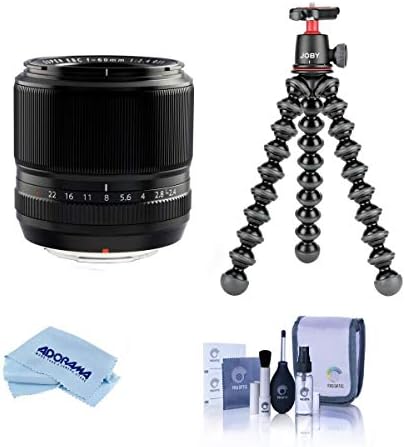 Fujifilm XF 60mm f/2.4 R Lente macro, pacote com kit Joby Gorillapod 3K, kit de limpeza, pano de limpeza