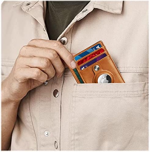 Carteira de suporte para aerotapa de gojoamoyy para homem, titular de cartão de crédito RFID de chaves de airtag, carteira de bolso frontal com airtag