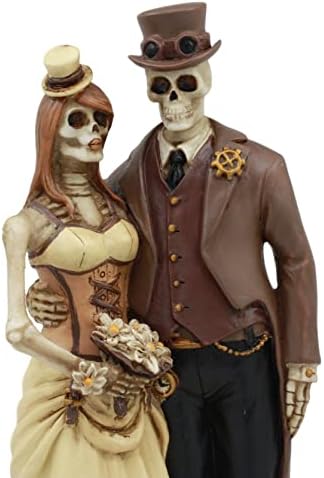 Ebros Day of the Dead steampunk Socialite Bride and Groom Skeleton Casal estátua 8 Alto amor nunca morre steampunk dama e gentleman estatueta