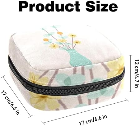Bolsa de armazenamento de guardanapos sanitários Oryuekan, bolsas de zíper menstrual reutilizável portátil, bolsa de armazenamento de tampões para mulheres meninas, moderno padrão minimalista Flowerpot Spring Floral