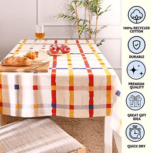 Tanta de mesa da fazenda folcultura ou retângulo de toalha de mesa ao ar livre, toalha de mesa quadriculada para decoração