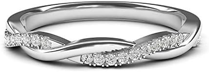 14K White Gold 2,5mm Petite Twisted Vine simulou anel de casamento de anel de diamante simulado anel