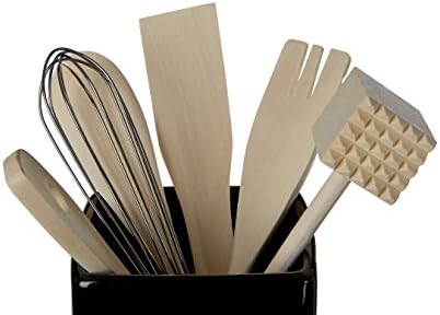 Premier housewares utensil titulares de utensílios de cerâmica conjunto de utensílios de cozinha de utensílios de cozinha preto utensílios de cozinha com utensílios de suporte e suporte 15x11x11