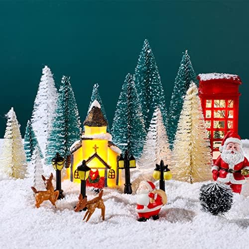 21 PCs Vila de Natal Village Figuras Decoração Conjunto de vilas Exibir pinheiros de Natal Led Liderado