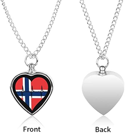 Amor Noruega, batimentos cardíacos Pet Heart Urna Colar Print Memorial Jewelry Pet Cremation Pingente para as cinzas de Cat Dog