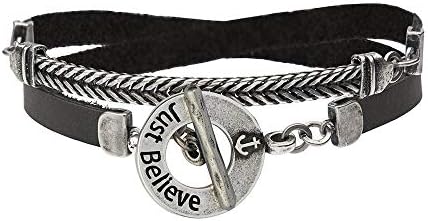 The New Just Believe Black Leather Bracelet - Inspirational Gifts for Women