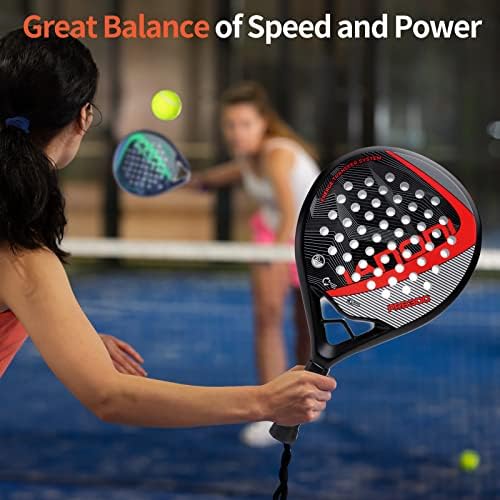 Raquetes de tênis de padel, raça de tênis de paddle fibra de carbono com núcleo de espuma flexível de memória eva, raquete de