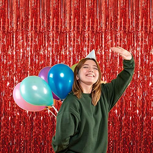 Goer 3,2 ft x 9,8 pés Metallic Tinsel Foil Cortinas Fringe Party Photo Bastion Party Streamers para aniversário, graduação,