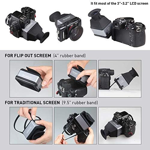 Kamerar CVF-1 Vowfinder LCD CVF-1 LONGRAGEM 3X para câmera LCD de 3,0 e 3,2 para câmera LCD para Canon, Nikon, Pentax, Sony DSLR, Solon Selshade Hood