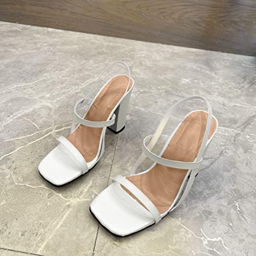 Sandálias para mulheres no sapato feminino Salto de moda alta aberta sandálias femininas de ponta feminina cor de pé fino Sandálias femininas sólidas grossas